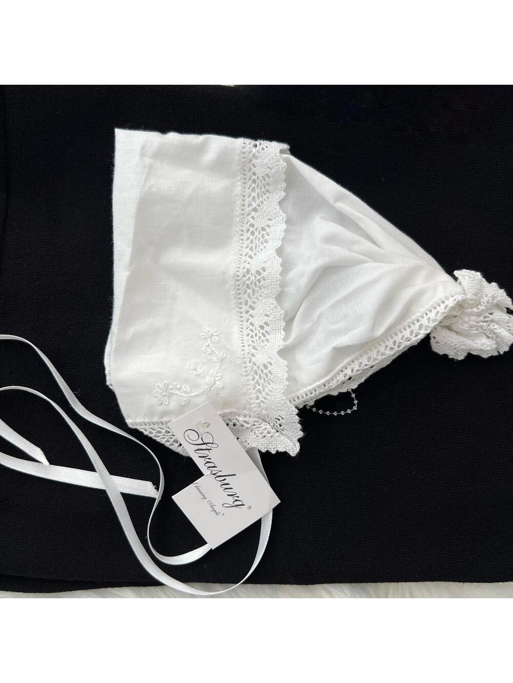 NWT Strasburg - White Handkerchief Bonnet Bohana cap, OS Baby